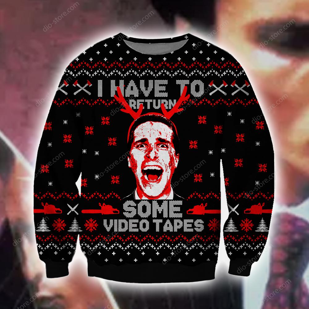 American Psycho Knitting Pattern 3D Print Ugly Sweatshirt Hoodie All Over Printed