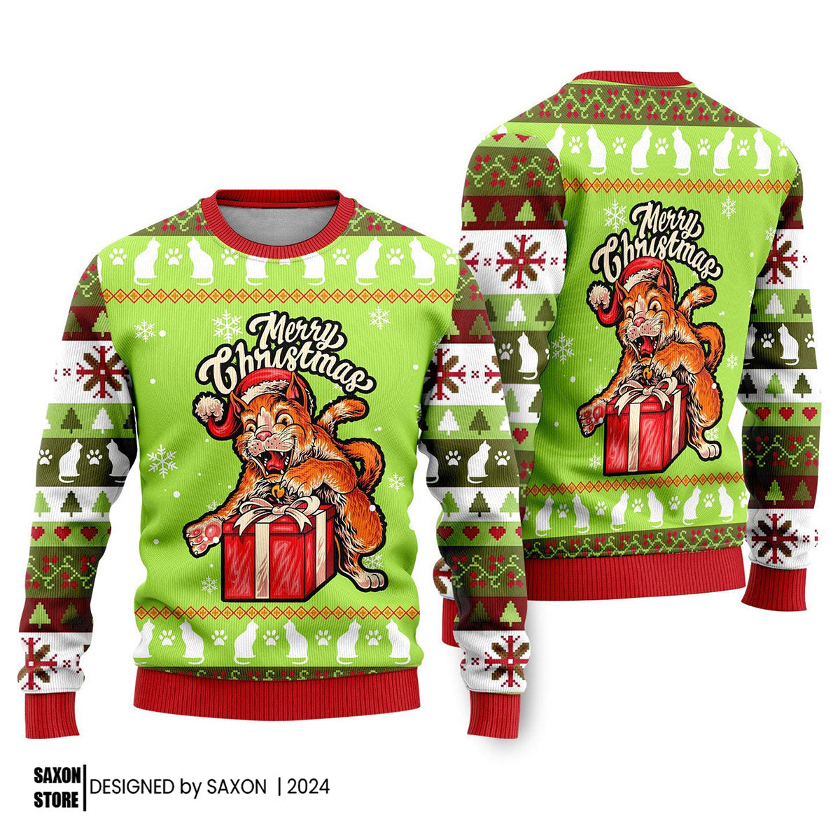 Cat Merry Funny Ugly Christmas Sweater