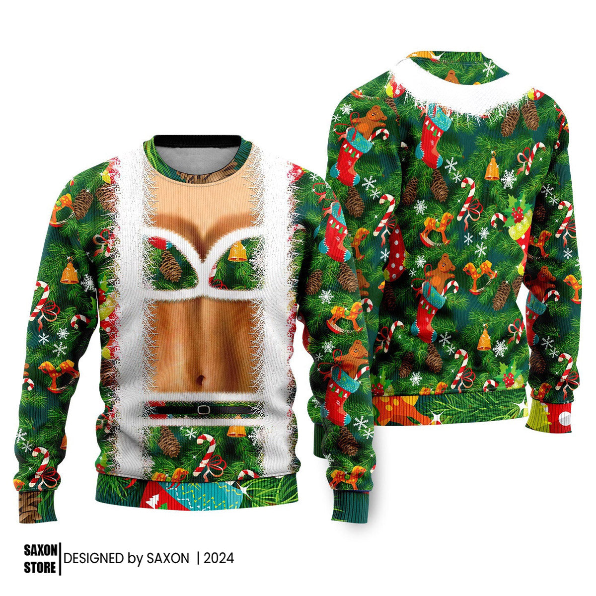 Christmas Funny Faux Bra Suit Funny Ugly Christmas Sweater