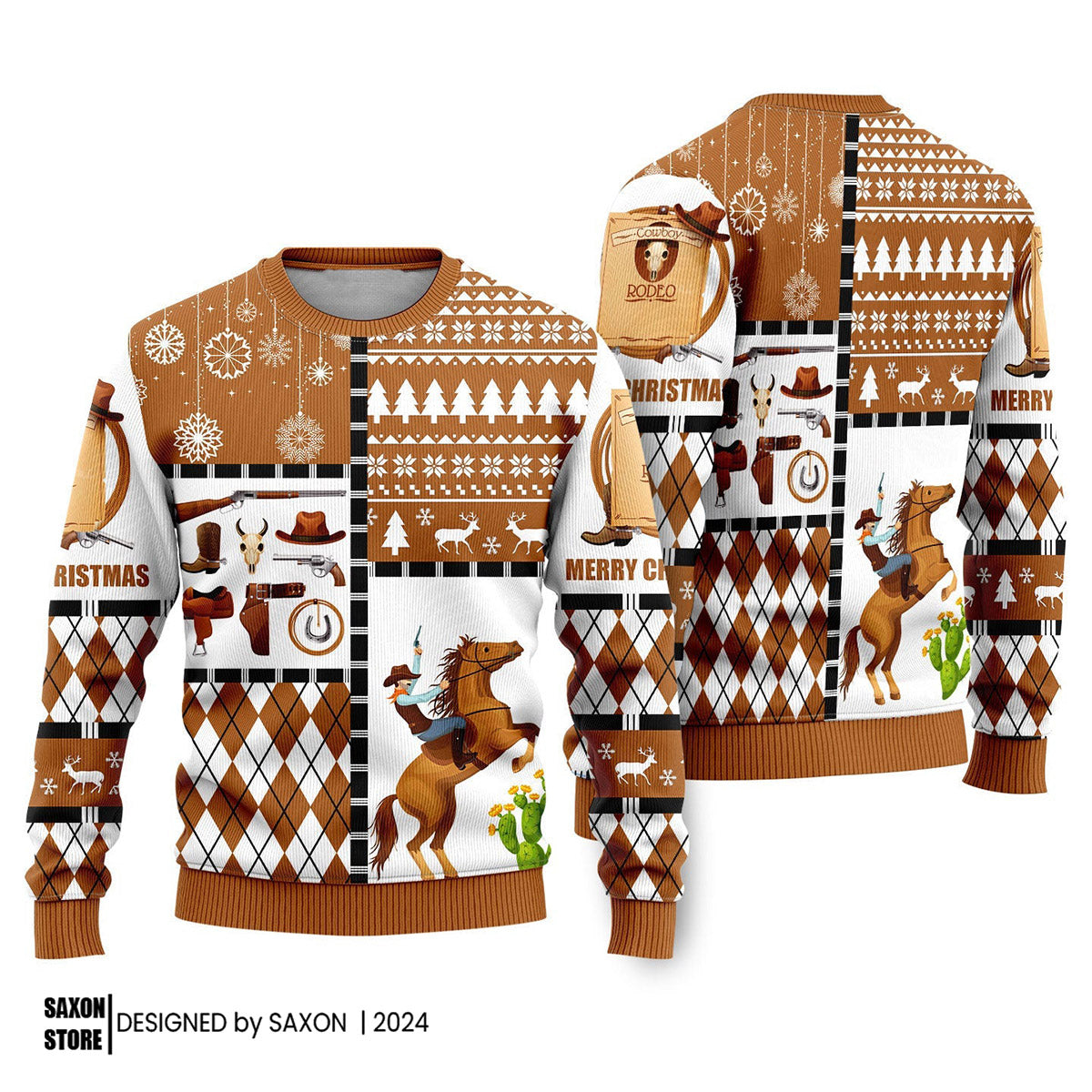Horse Cowboy Merry Ugly Christmas Sweater