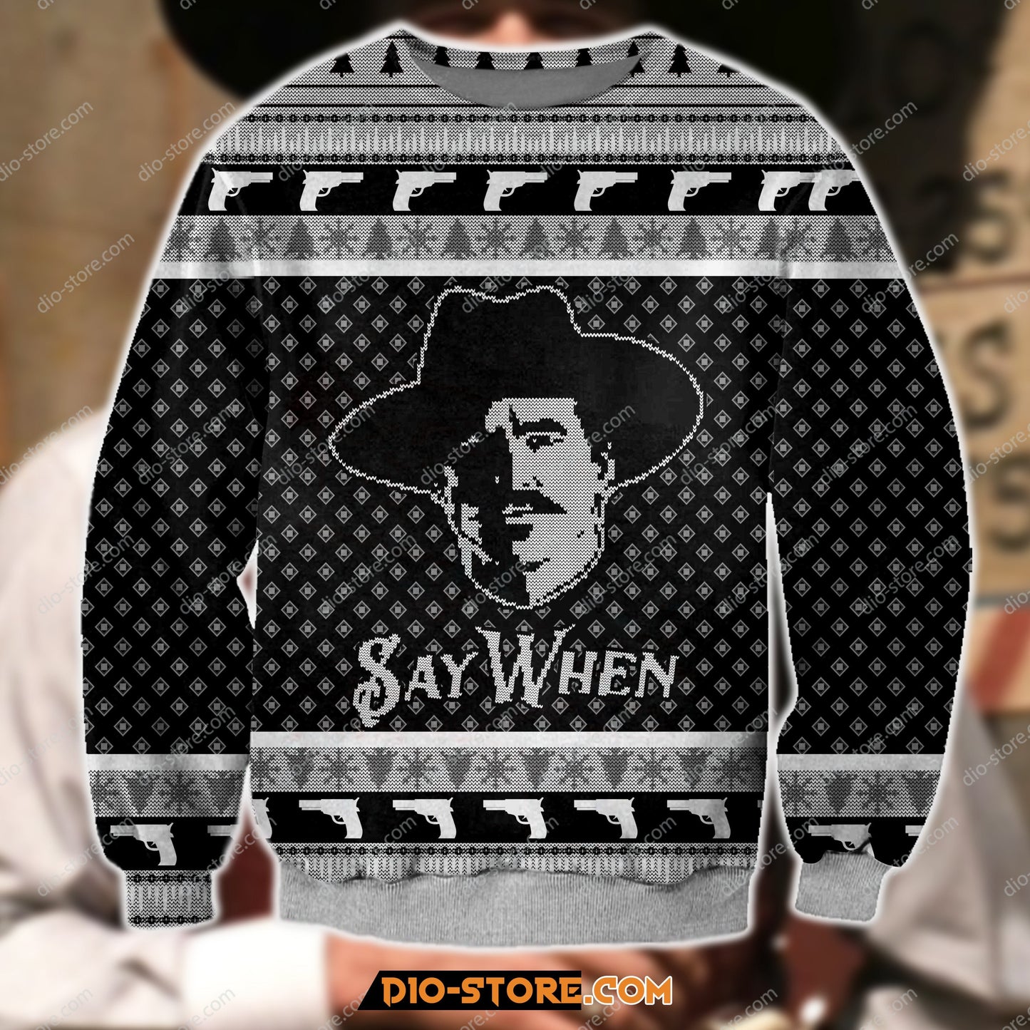 3D All Over Print Say When Meme Tombstone Movie Ugly Christmas Sweater Hoodie All Over Printed