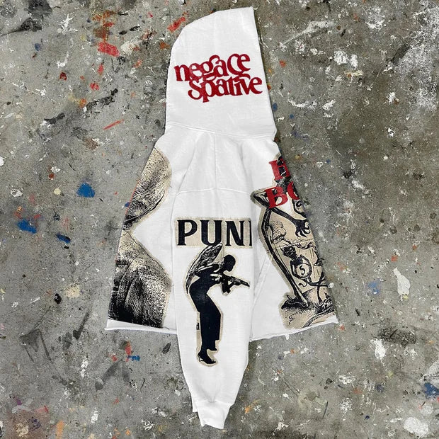 Vintage Punk Mummy Graphic Pullover Hoodie