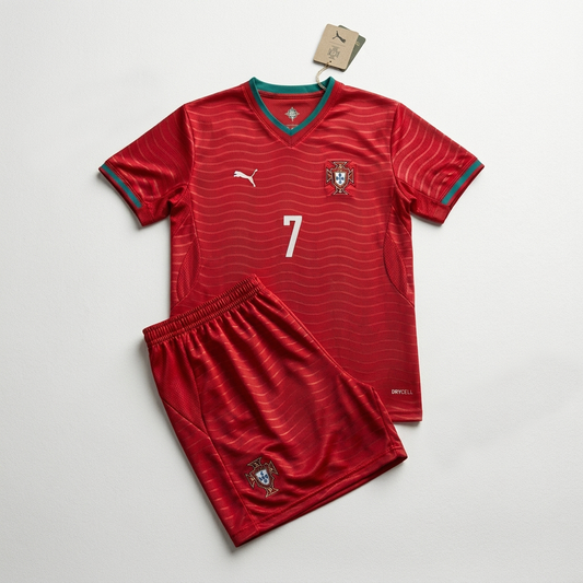 Youth Cristiano Ronaldo Portugal Home Soccer Jersey 2026 Kids Home Kit