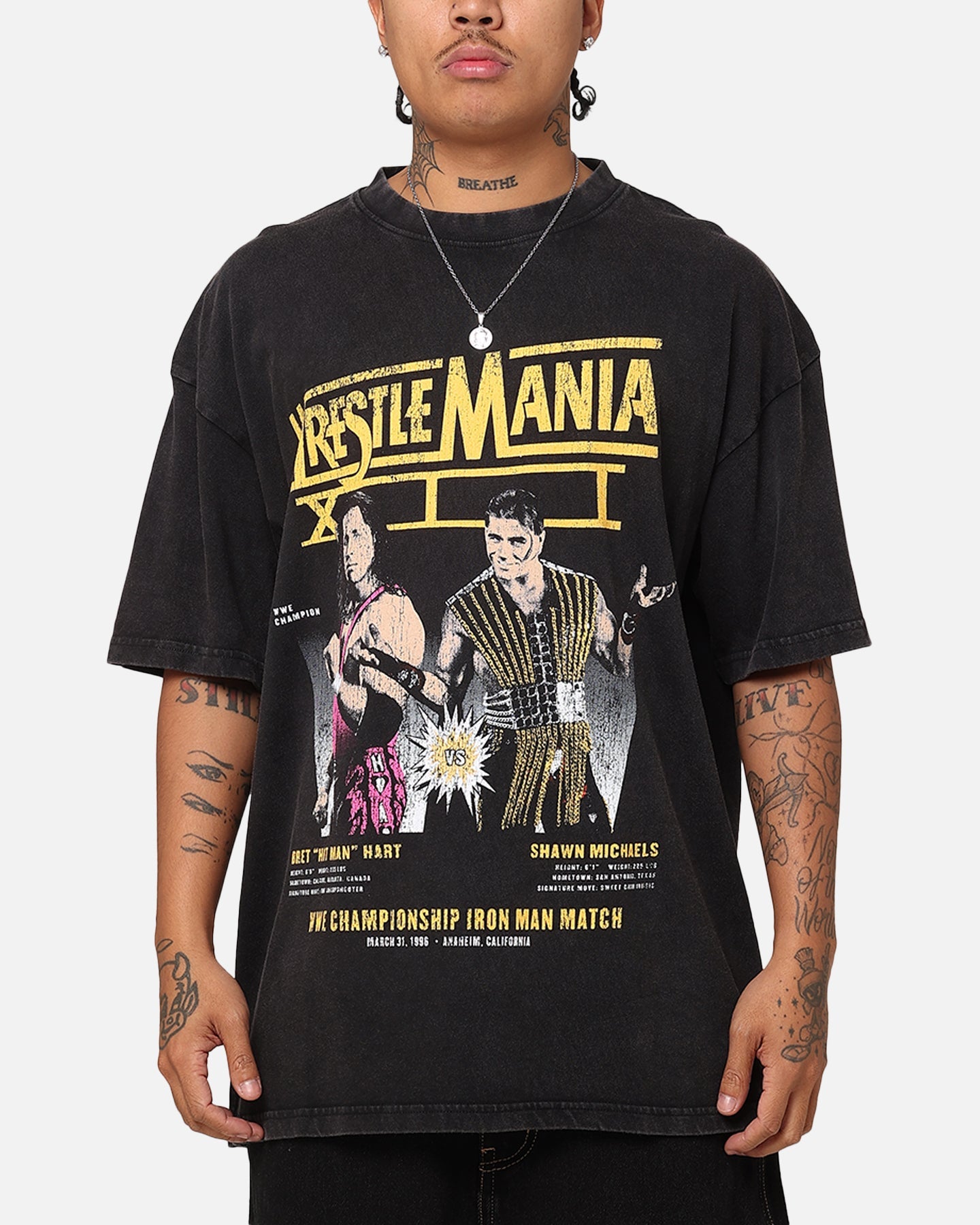 Saxon Store X WWE Bret "The Hit Man" Hart Vs. Shawn Michaels Wrestlemania XII Vintage T-Shirt