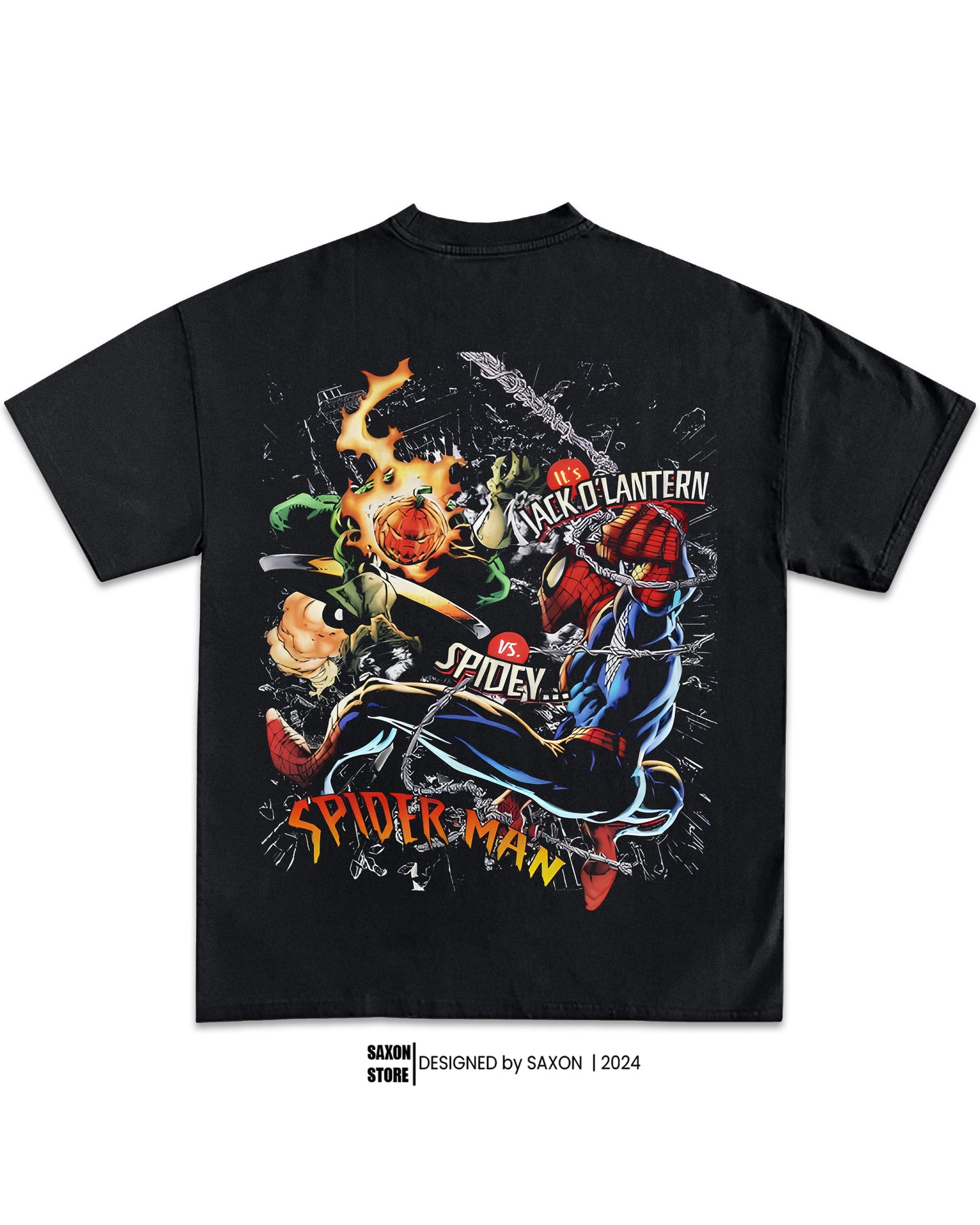SPIDER-MAN VS JACK O' LANTERN TEE  - HALLOWEEN TEE