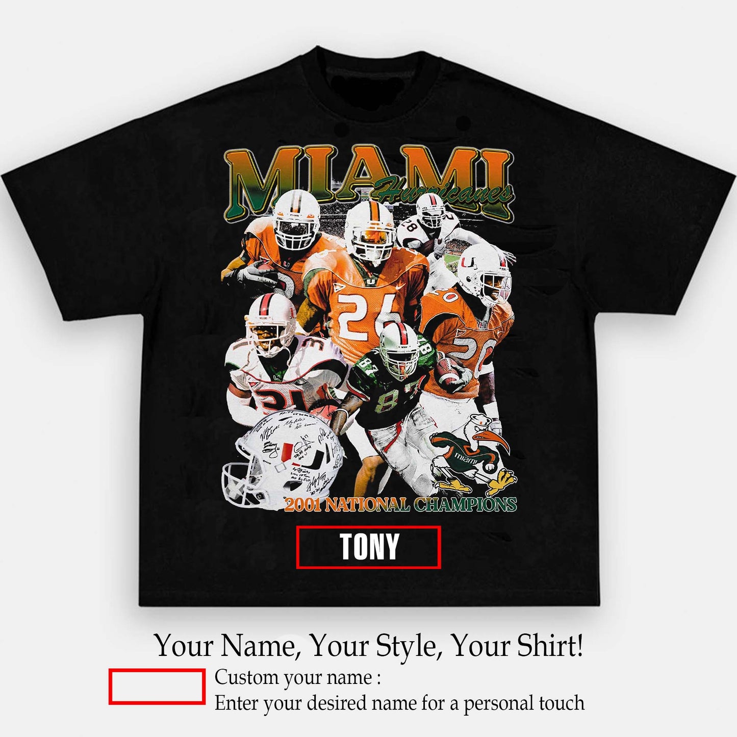 2001 Miami Hurricanes Championship Tee | Personalize with Your Name