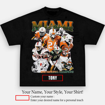 2001 Miami Hurricanes Championship Tee | Personalize with Your Name