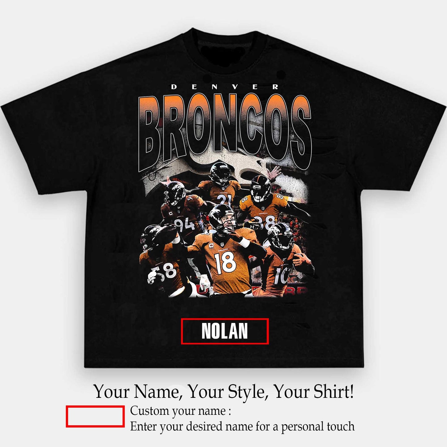 2015 BRONCOS 1.0 TEE - AMERICAN FOOTBALL GRAPHIC TEE | Personalize with Your Name