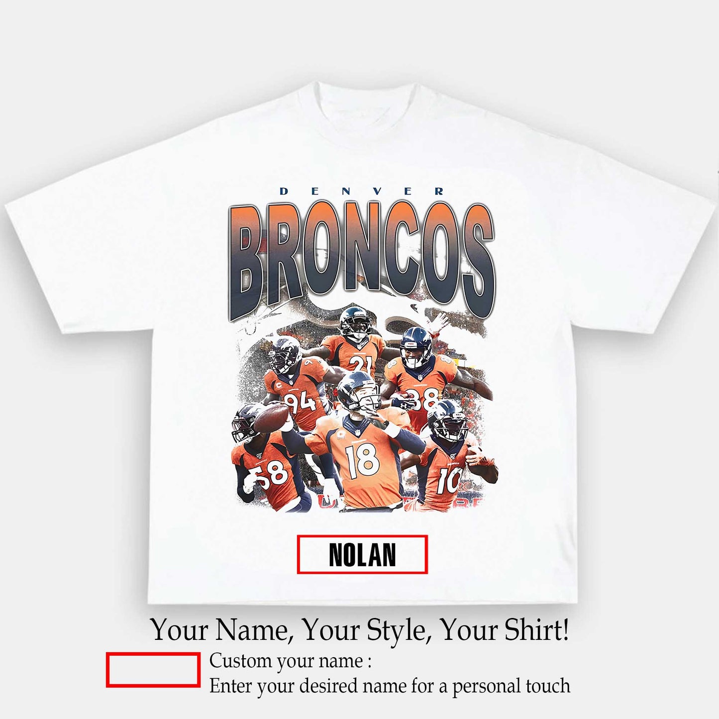 2015 BRONCOS 1.0 TEE - AMERICAN FOOTBALL GRAPHIC TEE | Personalize with Your Name
