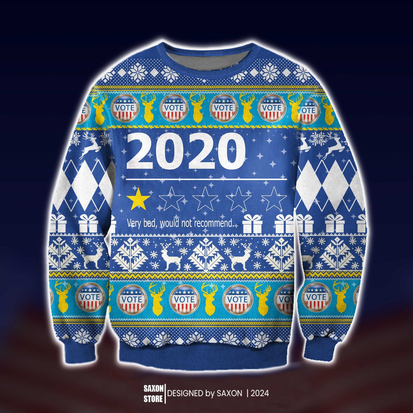 2020 Very Bad Would Not Recommend 3D Print Ugly Christmas Sweater Hoodie All Over Printed