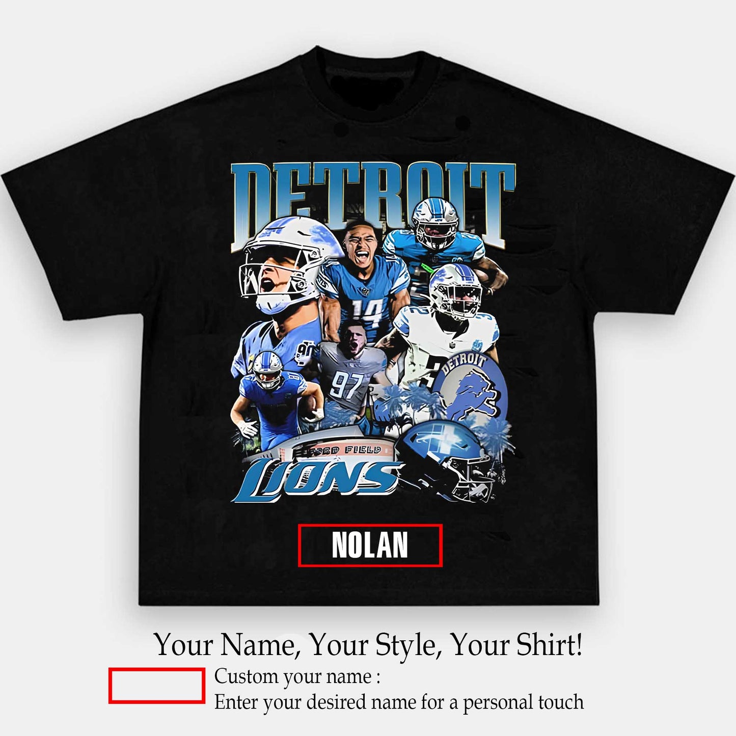 2023 LIONS 1.0 TEE - AMERICAN FOOTBALL GRAPHIC TEE | Personalize with Your Name