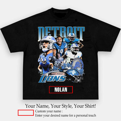 2023 LIONS 1.0 TEE - AMERICAN FOOTBALL GRAPHIC TEE | Personalize with Your Name