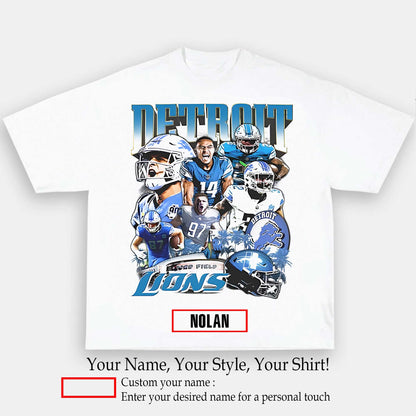 2023 LIONS 1.0 TEE - AMERICAN FOOTBALL GRAPHIC TEE | Personalize with Your Name