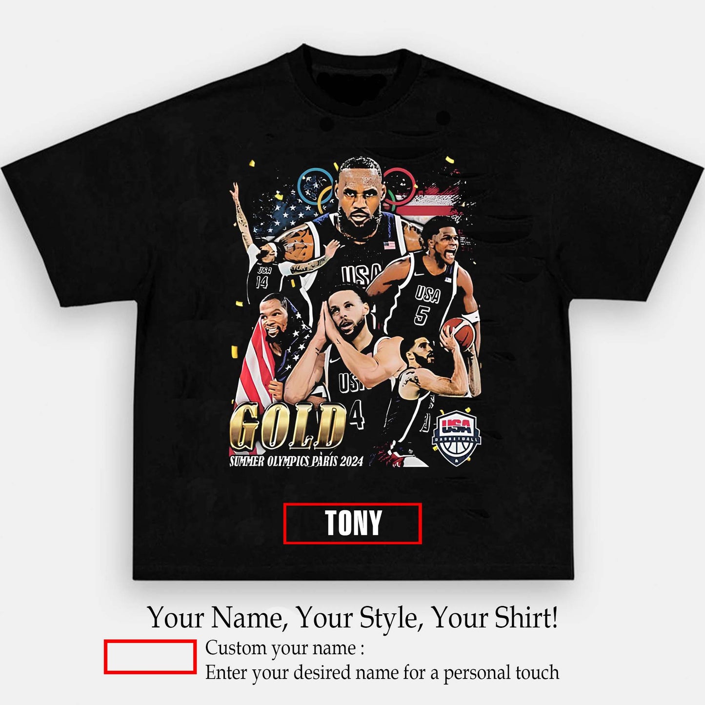 2024 USA BASKETBALL TEAM 8.21 GRAPHIC TEE | Personalize with Your Name