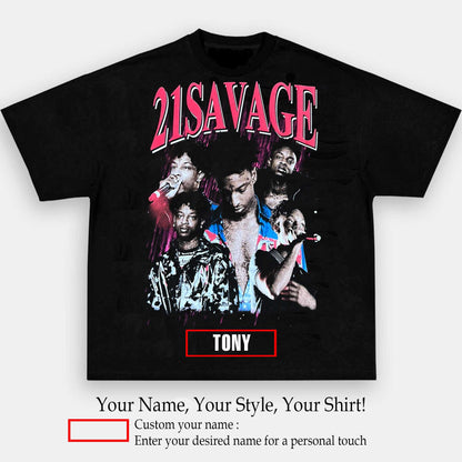 21 Savage Red Rain Graphic Tee | Personalize with Your Name