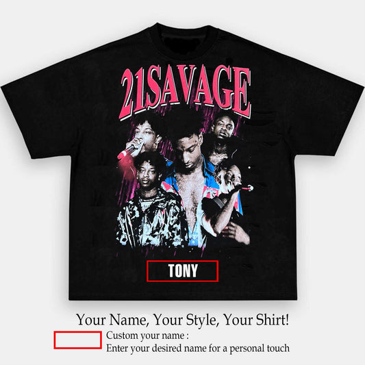 21 Savage Red Rain Graphic Tee | Personalize with Your Name