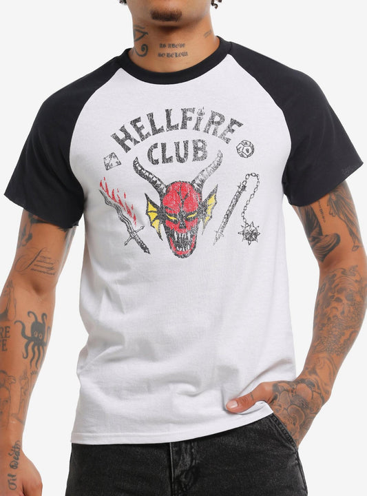 Hellfire Club Shirt - Stranger Things Faded Hellfire Club Raglan T-Shirt