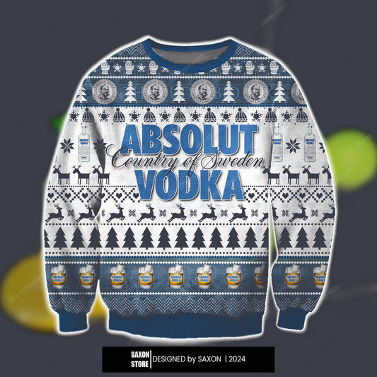 3D All Over Print Absolut Vodka Ugly Christmas Sweatshirt Hoodie All Over Printed