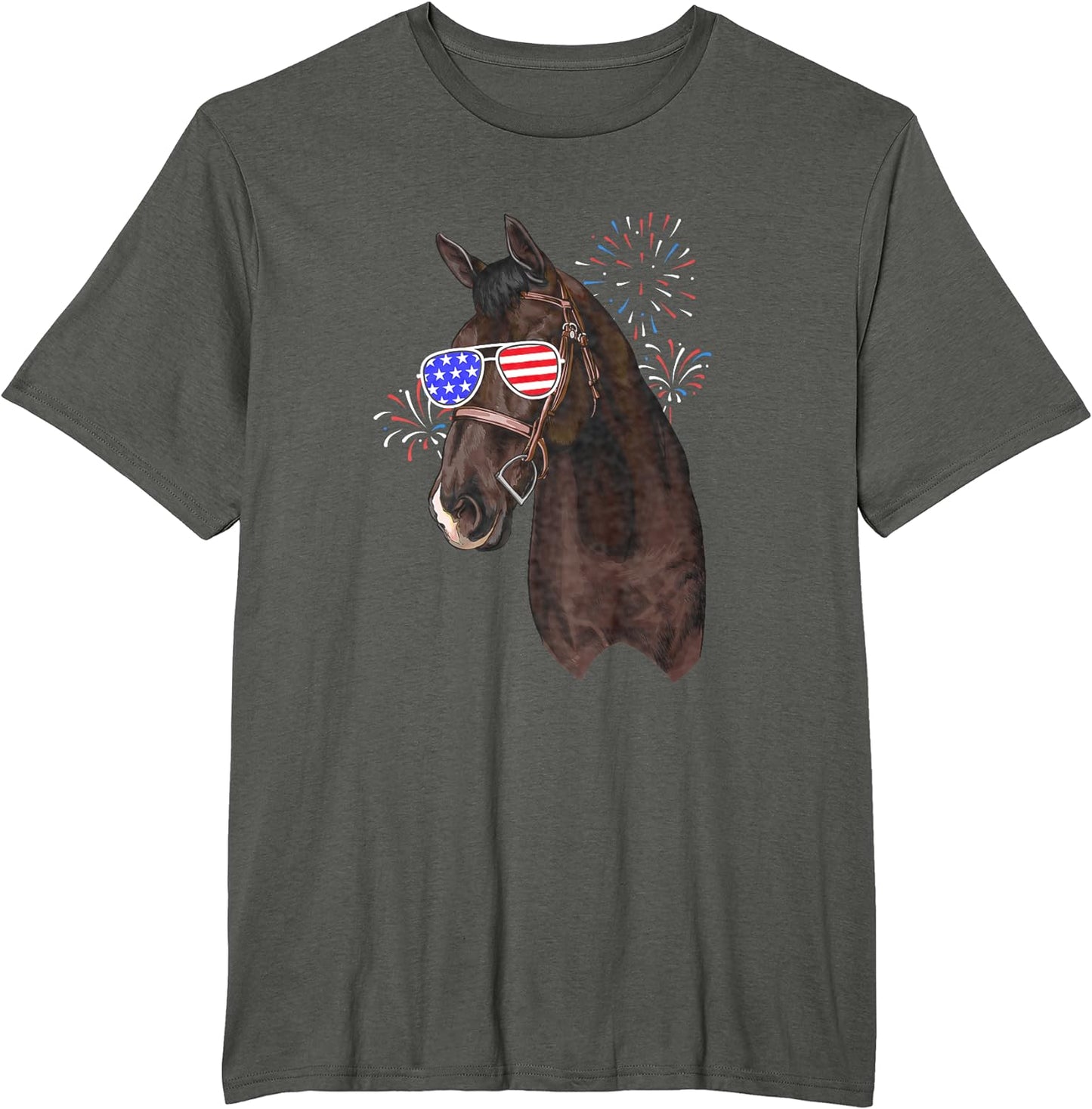 American Flag Horse 4th Of July Vintage Patriotic Rider T-Shirt