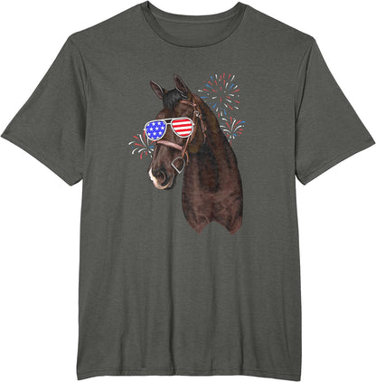 American Flag Horse 4th Of July Vintage Patriotic Rider T-Shirt