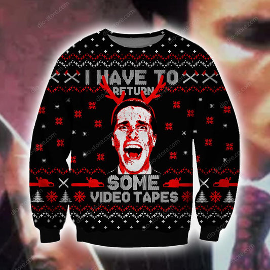 American Psycho Knitting Pattern 3D Print Ugly Sweatshirt Hoodie All Over Printed