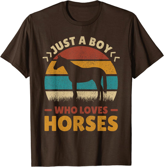 Just A Boy Who Loves Horses Men Horse Stuff Boys Horse Lover T-Shirt