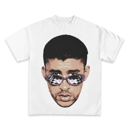 Bad Bunny Shirts - Bad Bunny "Big Face Shades" Graphic Tee