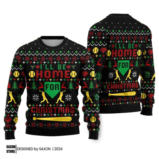 Baseball Home Run Ugly Christmas Sweater