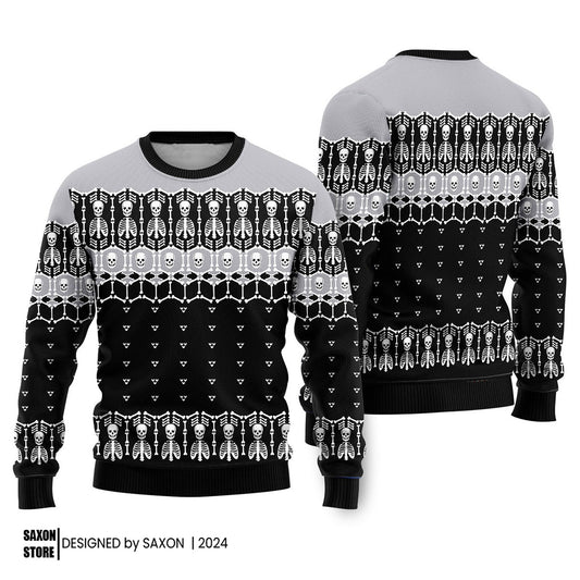 Black And White Skeleton Ugly Christmas Sweater