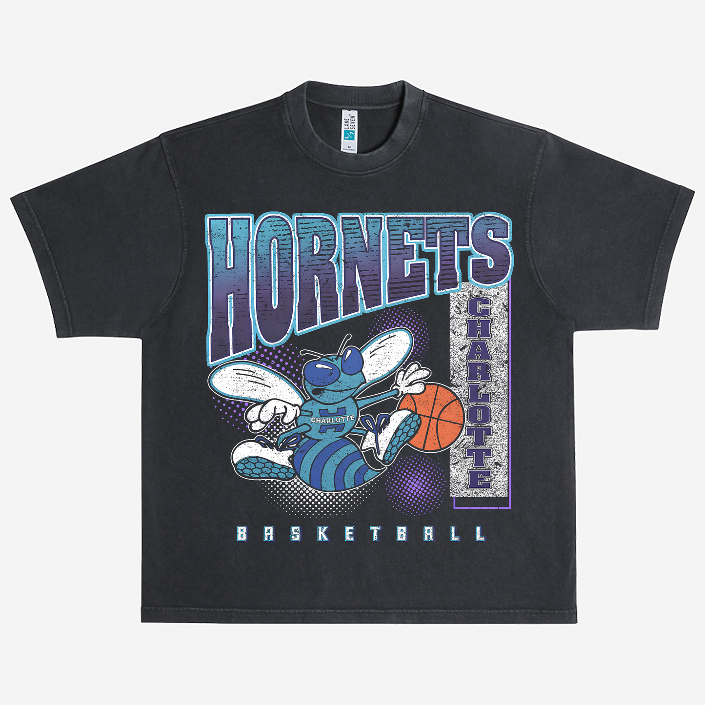 CHARLOTTE HORNETS VINTAGE Heavyweight Graphic Tee Shirt