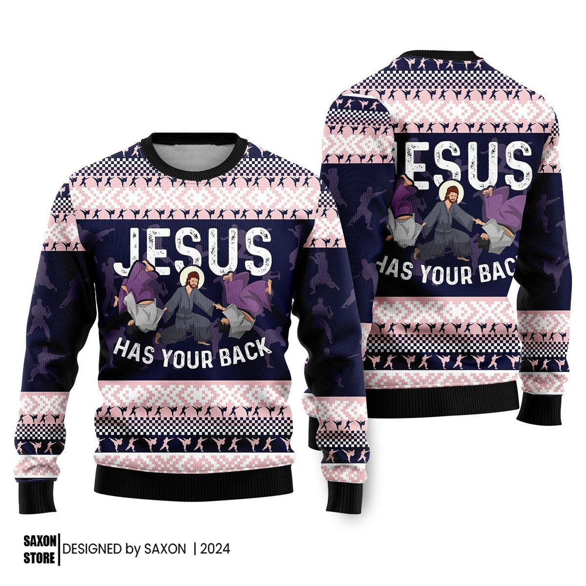 Christian Has Your Back Jiu Jitsu Ugly Christmas Sweater