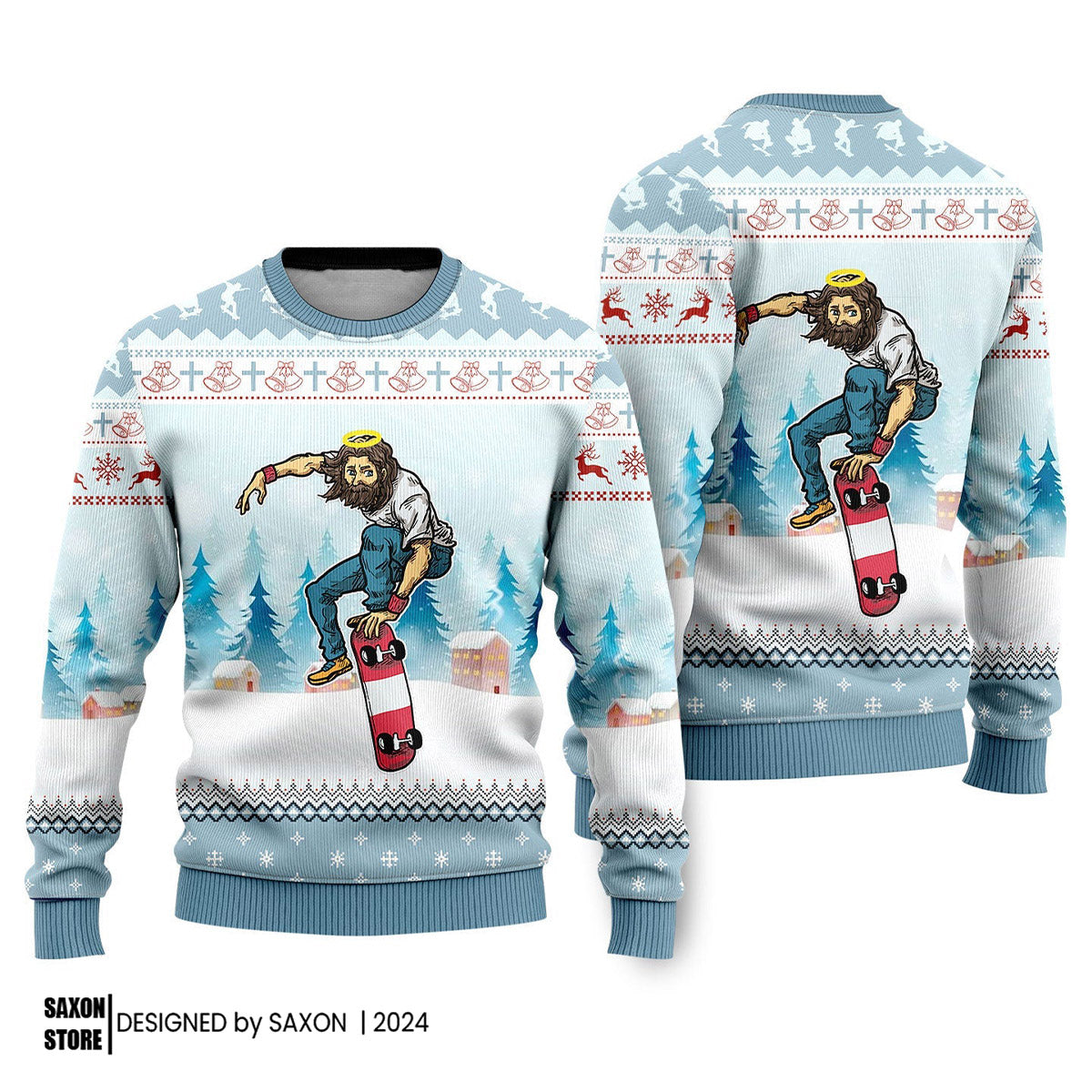 Christian Skateboarding Ugly Christmas Sweater