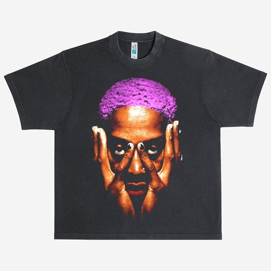 Dennis Rodman Jumbo Purple Heavyweight Graphic Tee Shirt