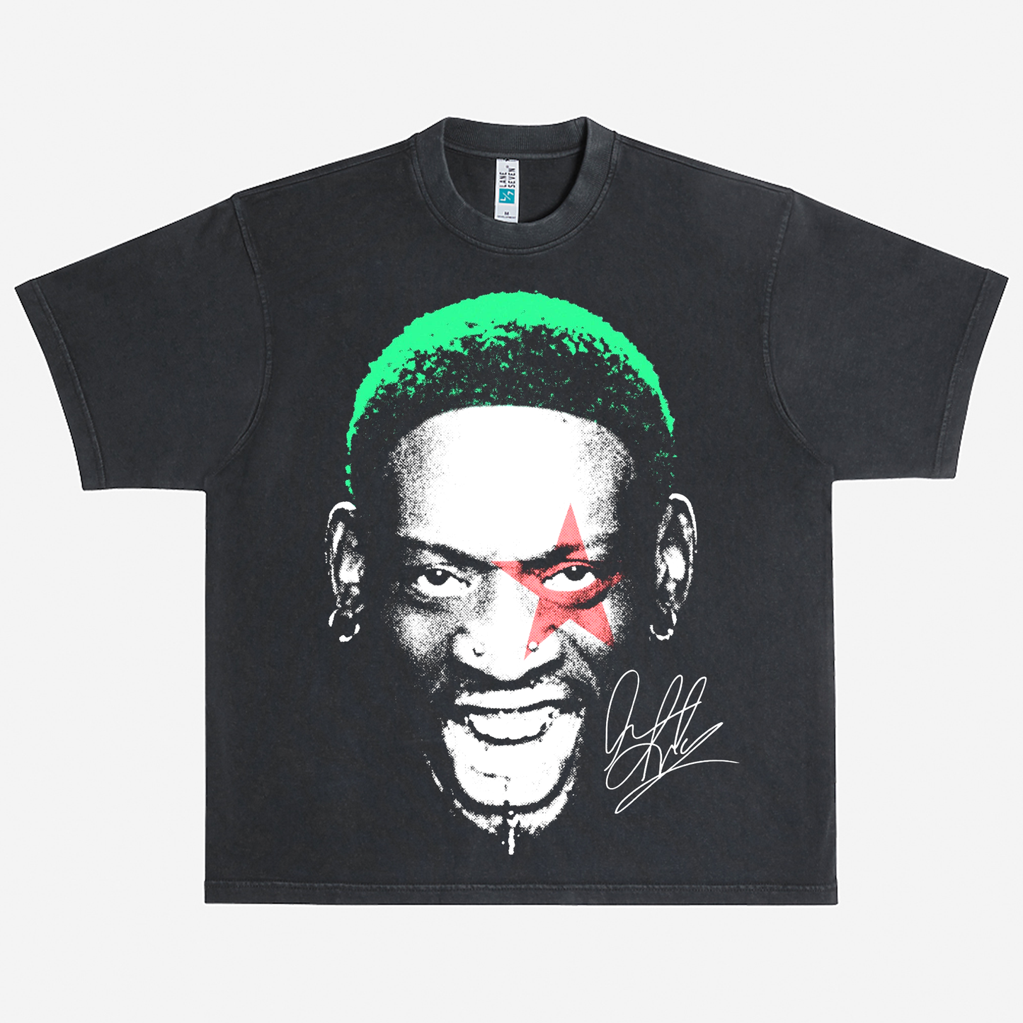 Dennis Rodman Jumbo Signature Heavyweight Graphic Tee Shirt