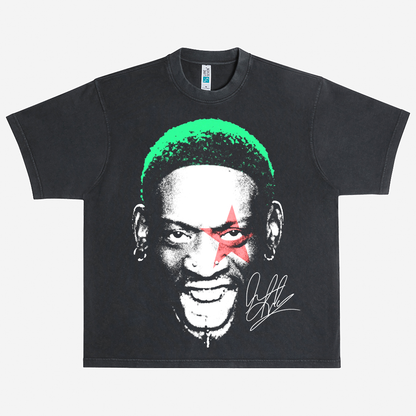 Dennis Rodman Jumbo Signature Heavyweight Graphic Tee Shirt