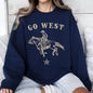 Go West, Cowboy, Horse, Western, Retro, Vintage, Sweatshirt
