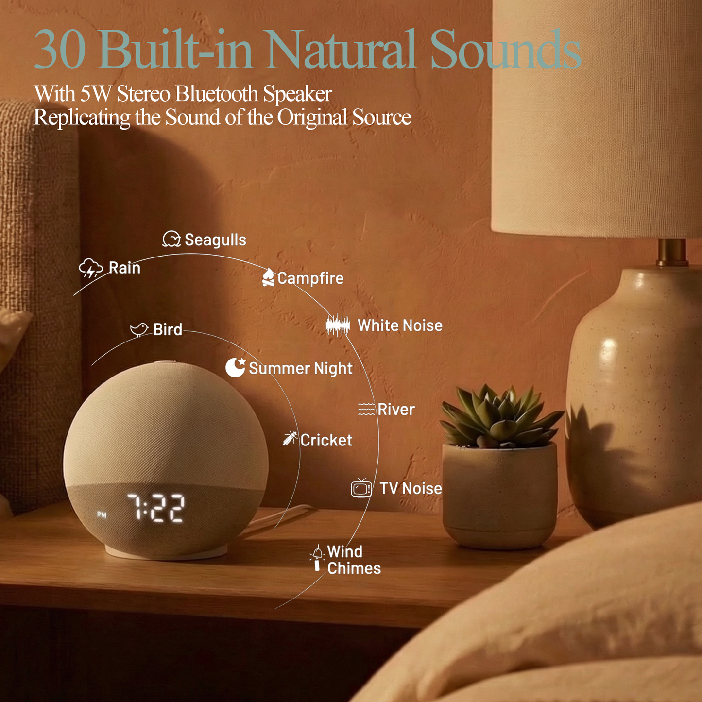 Hatch Alarm Clock Wake Up Light Sunrise Alarm Clock White Noise Sound Machine Bluetooth Speaker Color Night Light Bedroom