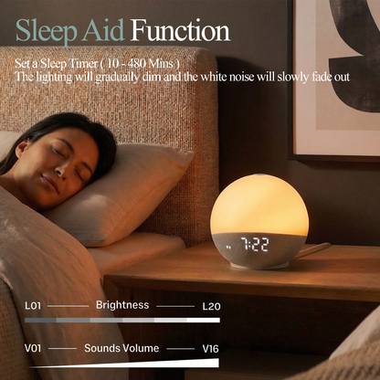 Hatch Alarm Clock Wake Up Light Sunrise Alarm Clock White Noise Sound Machine Bluetooth Speaker Color Night Light Bedroom