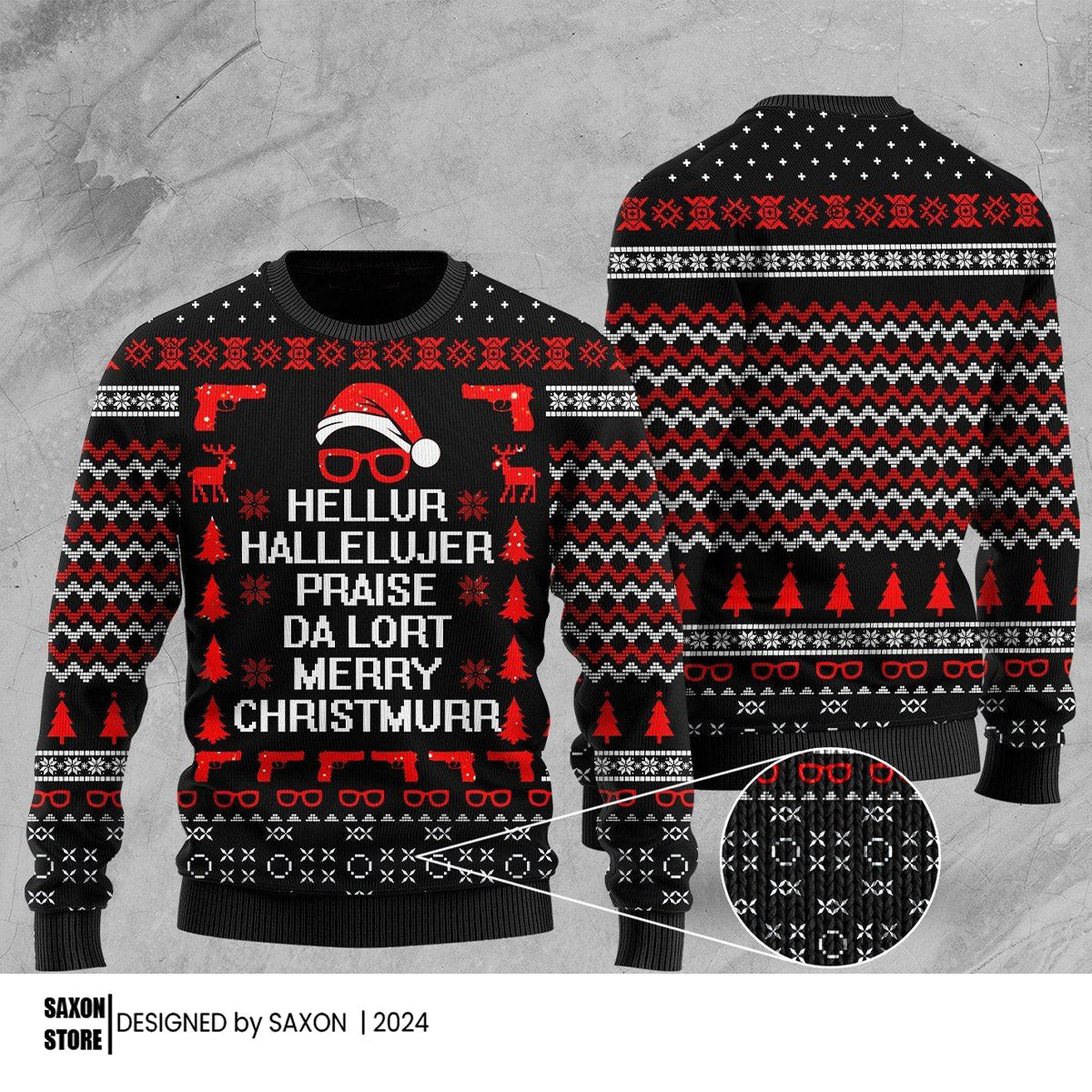 Hellur Hallelujer Praise Da Lort Merry Ugly Christmas Sweater