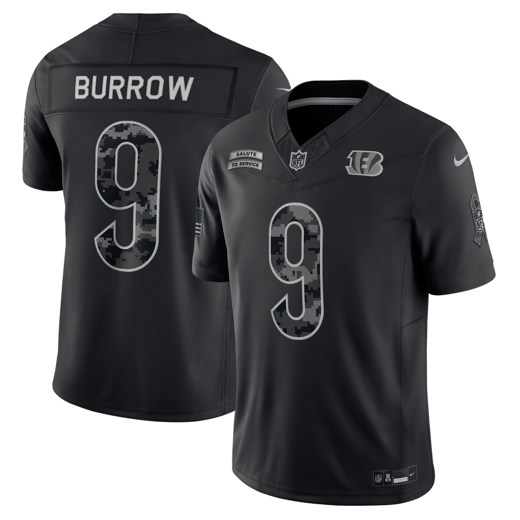 Joe Burrow Cincinnati Bengals 2026 Salute to Service Stitched Limited Jersey - Black
