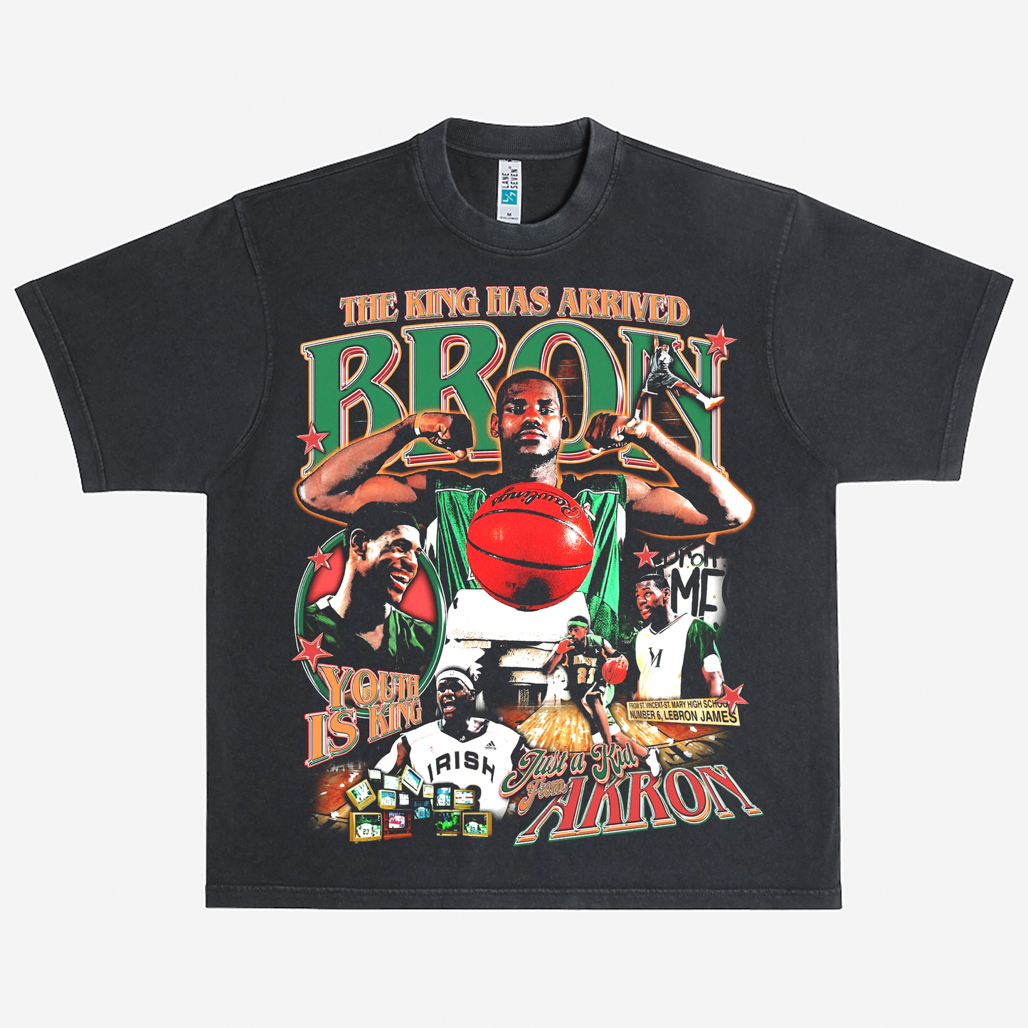 Lebron James King of Akron Heavyweight Graphic Tee Shirt