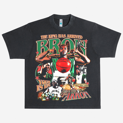 Lebron James King of Akron Heavyweight Graphic Tee Shirt