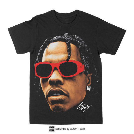 Lil Baby Big Face Red Shades Graphic Tee