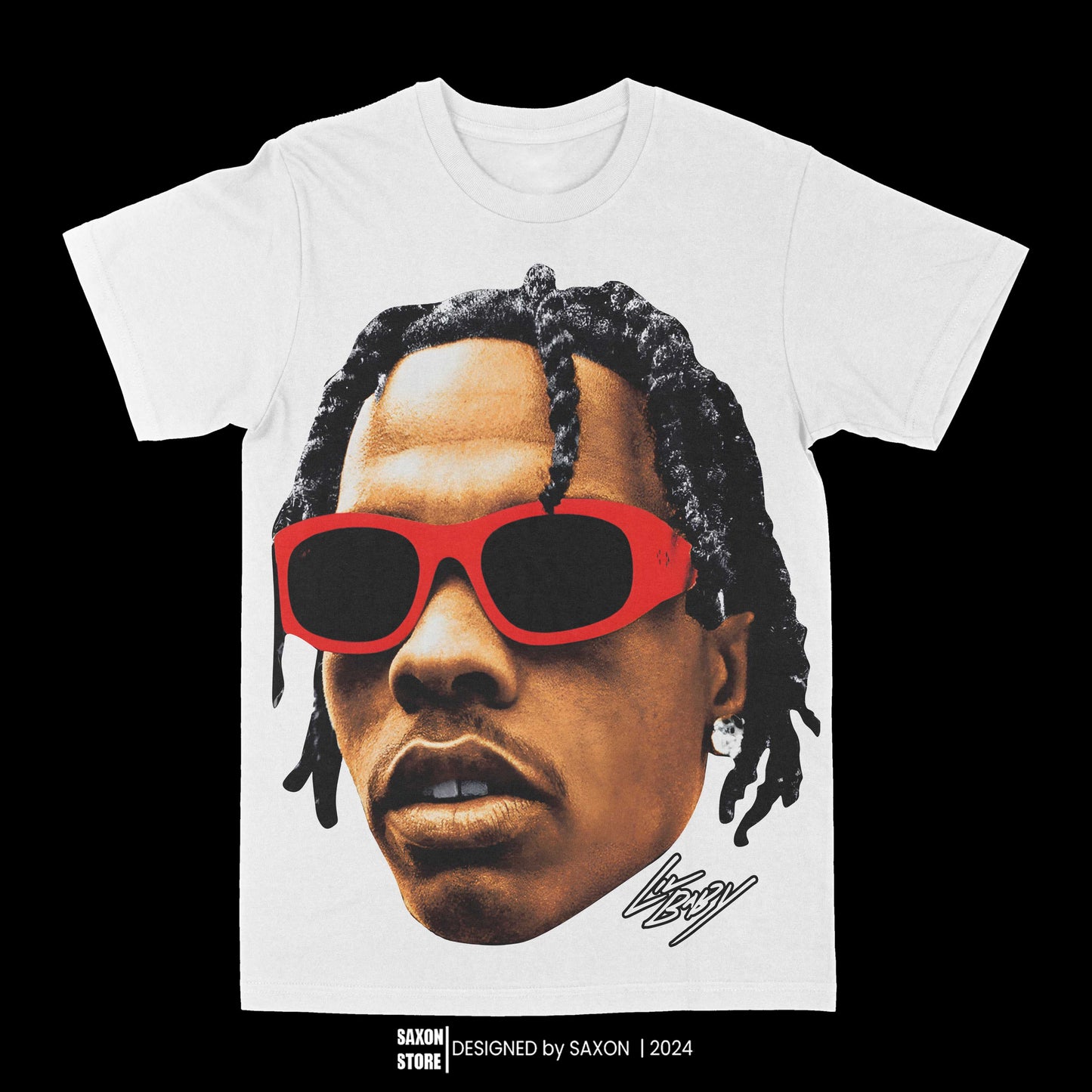 Lil Baby Big Face Red Shades Graphic Tee