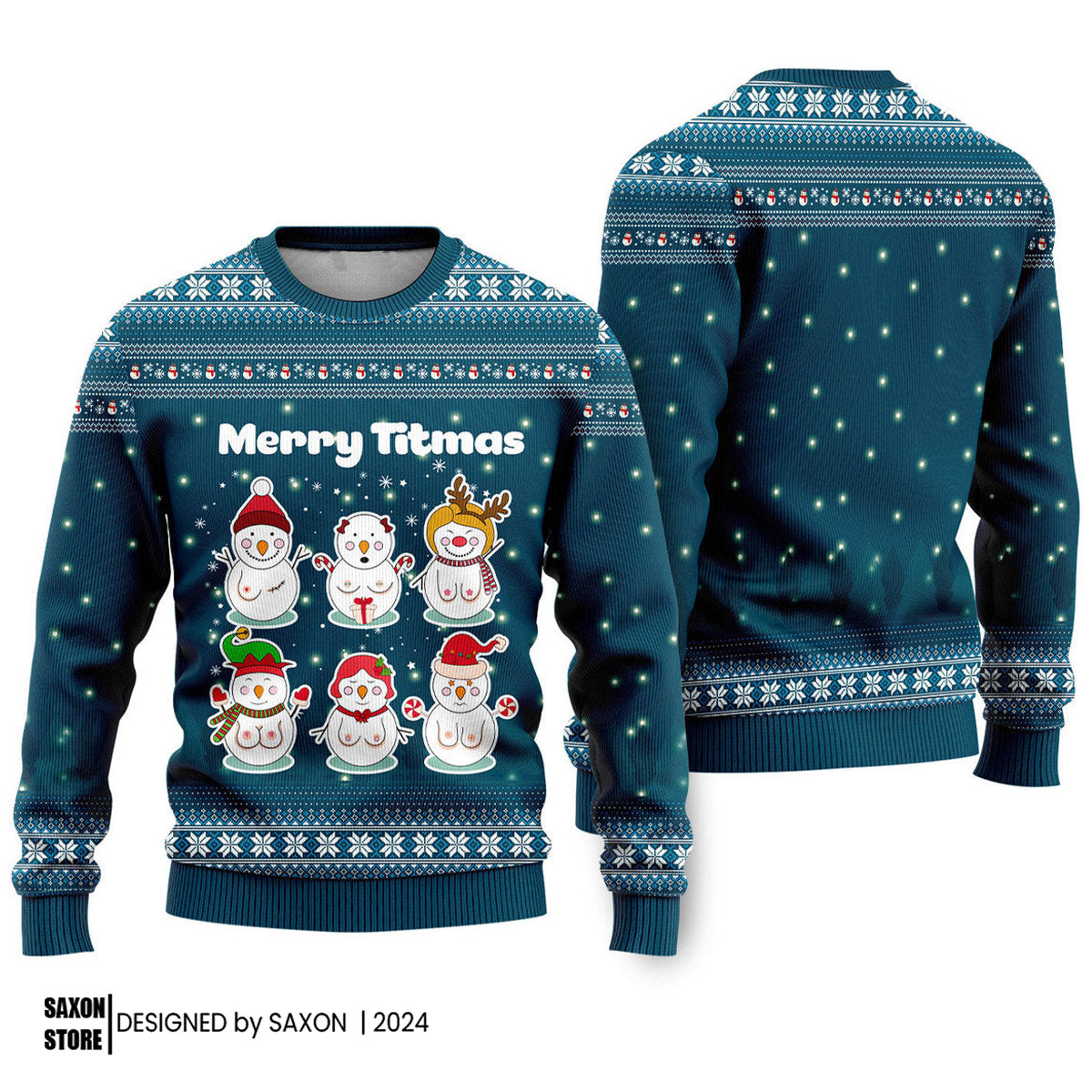 Merry Titmas Naughty Snowman Funny Ugly Christmas Sweater