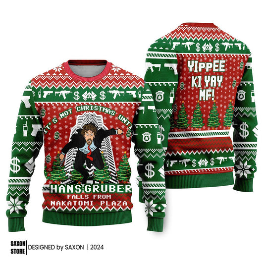 Nakatomi Plaza Green Funny Ugly Christmas Sweater