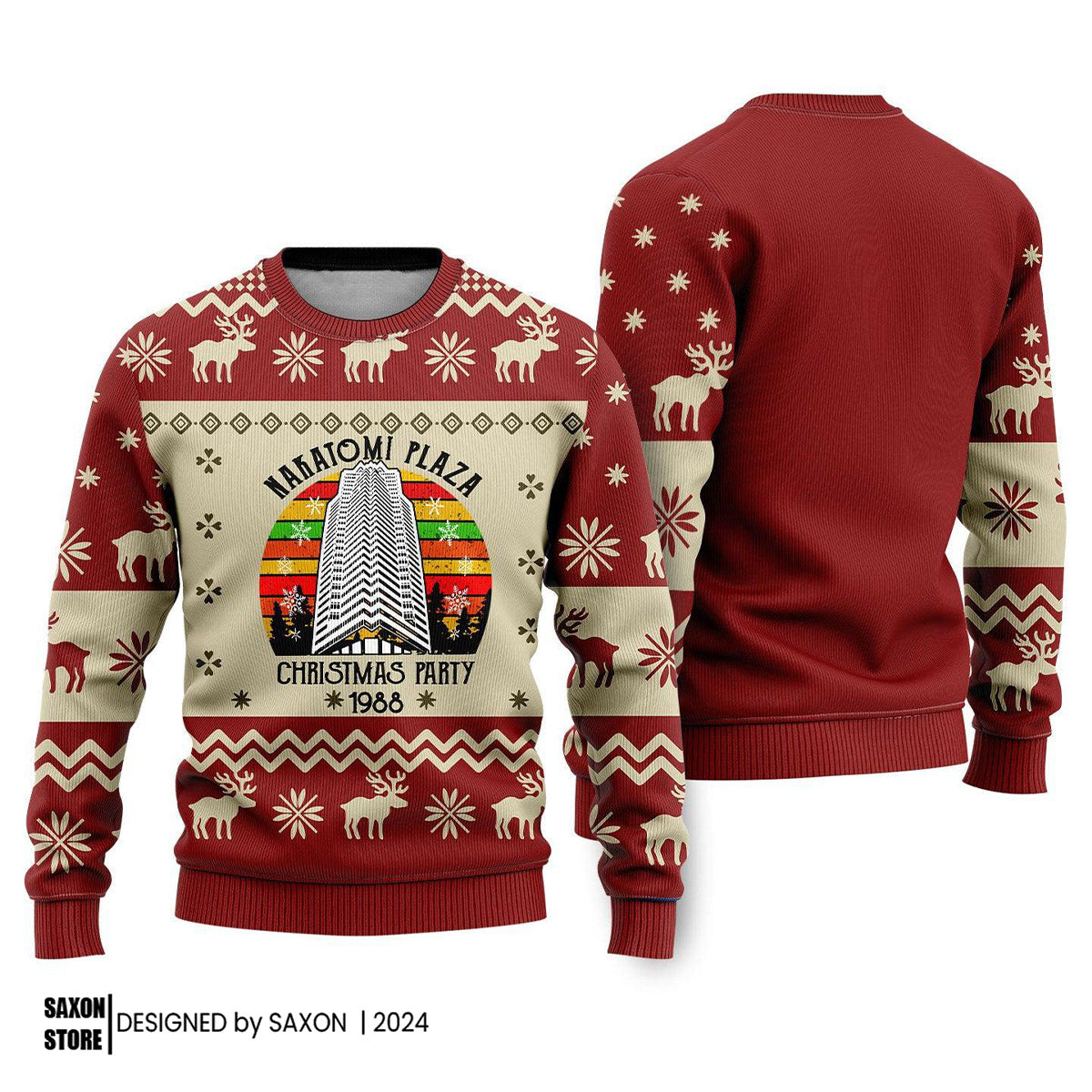 Nakatomi Plaza Red Ugly Christmas Sweater, Party Xmas Sweatshirt, Christmas Gift