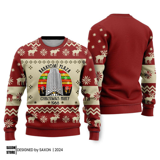 Nakatomi Plaza Red Ugly Christmas Sweater, Party Xmas Sweatshirt, Christmas Gift