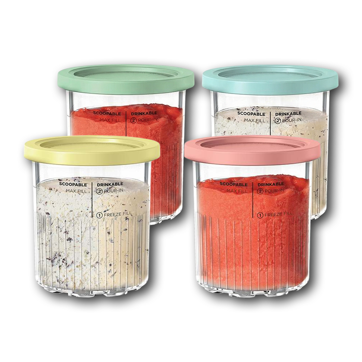 Ninja Creami Deluxe Pints 4 Pack - Replacement Containers (24oz, NC501)