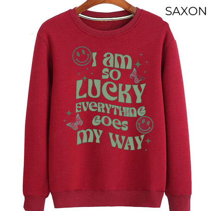 I am So Lucky Everything Goes My Way Sweatshirt, Lucky Girl Syndrome Shirt, Im So Lucky Shirt, Manifestation Graphic Tee, St Patricks Day Sweater And Sweatshirt Young-sized, TSdes